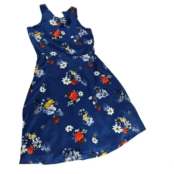 Banana Republic Women Blue Floral Fit and Flare Halter Dress 457884-00-1 Size 6 - Picture 1 of 6